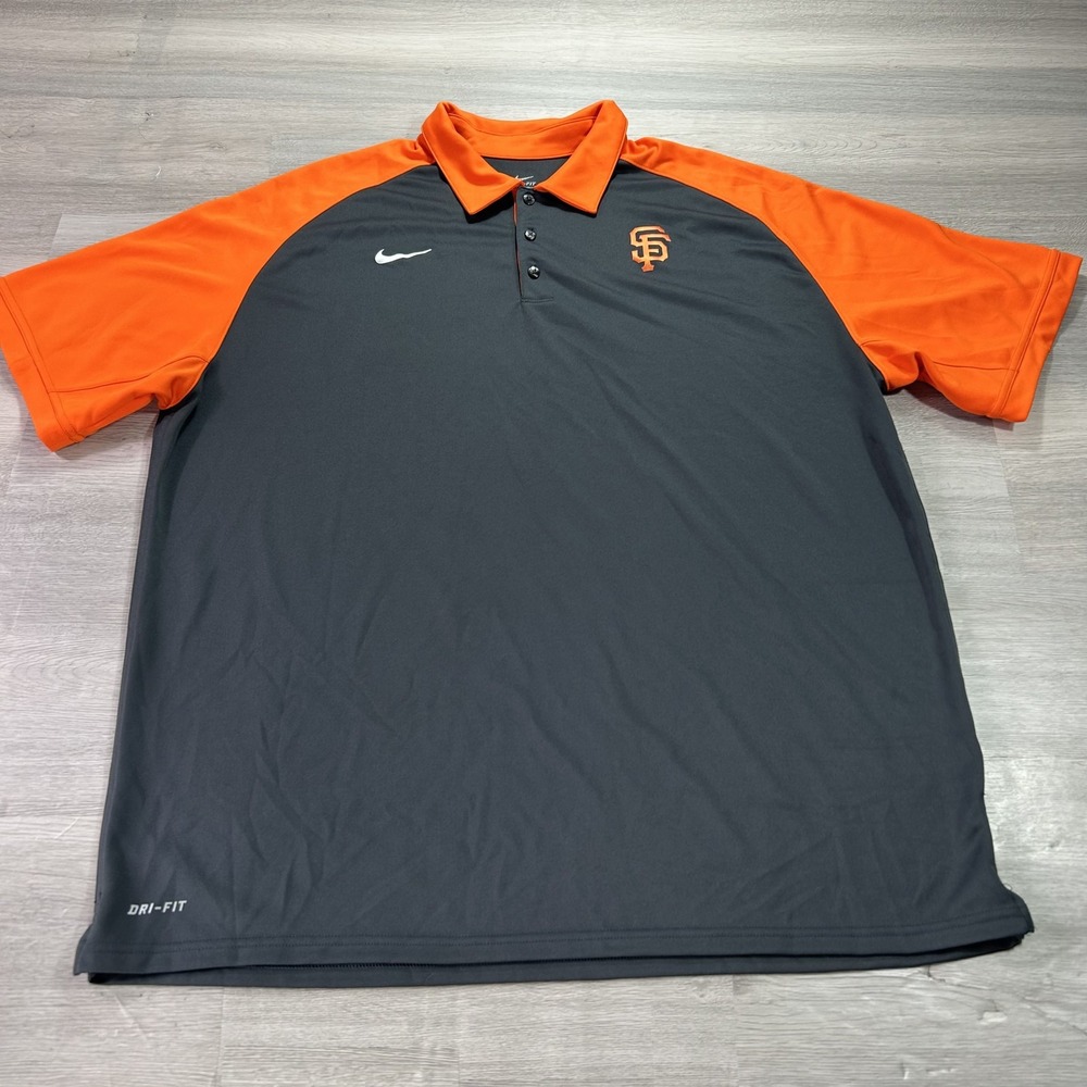 San Francisco Giants Shirt Mens 2XL Gray Orange MLB Baseball Nike Dri-FIT Polo